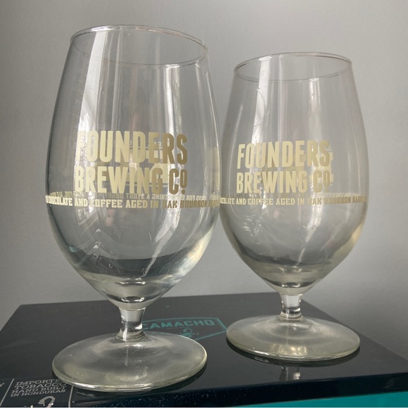 Founders Brewing Co KBS Kentucky Bourbon Stout snifter glasses pair - Picture 3 of 3